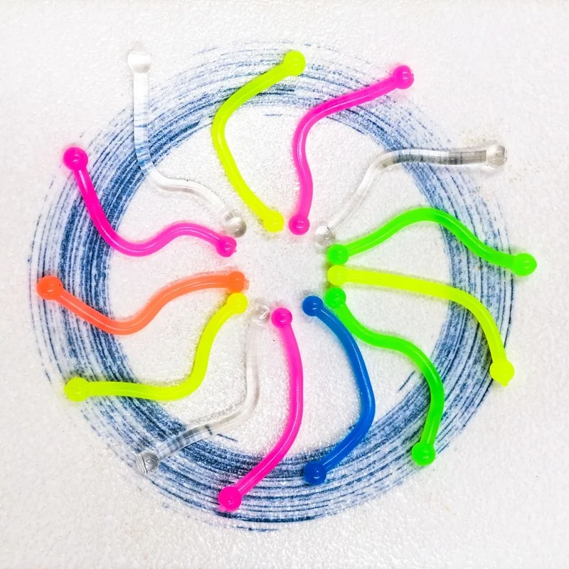 

10pcs/Bag New Explosive Tpr Throwing Stick Squeeze Toy Decompression Toys Mini Sticky Magnetic Children's Physical Activity Toys