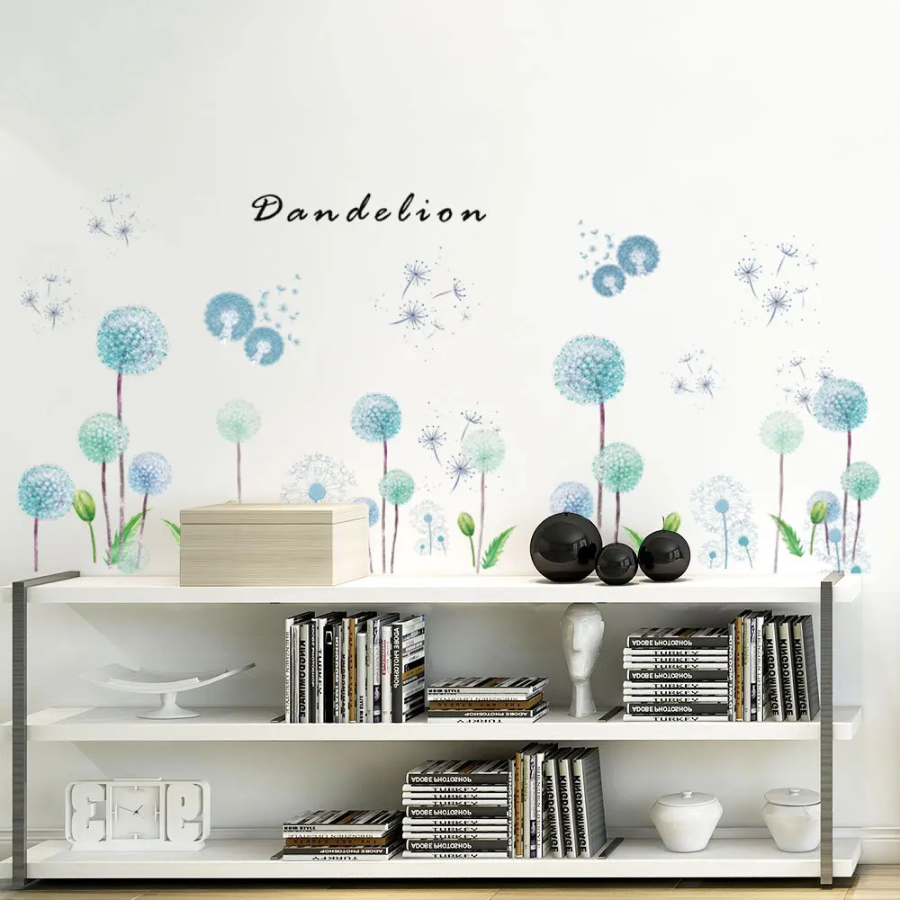 

DIY Blue Dandelion Wall Stickers INS Living Room Bedroom Decor Aesthetic Picture Flower Home Decoration Poster