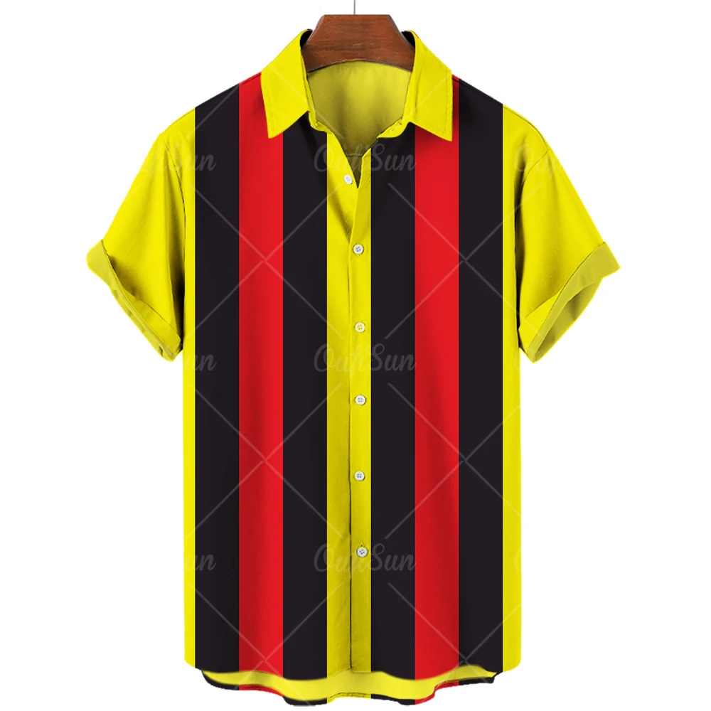 

2022 Hawaiian Shirt 5xl Breathable Top Striped Color Matching Printed Shirt Loose Casual Summer Short Sleeve Beach Party Tops