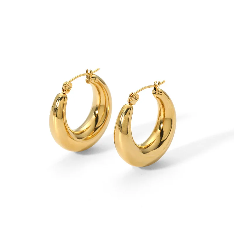 Stainless Steel Earrings Women's Light Luxury 18K Gold Electroplated Hollow Earrings High-Grade Titanium Steel Earrings