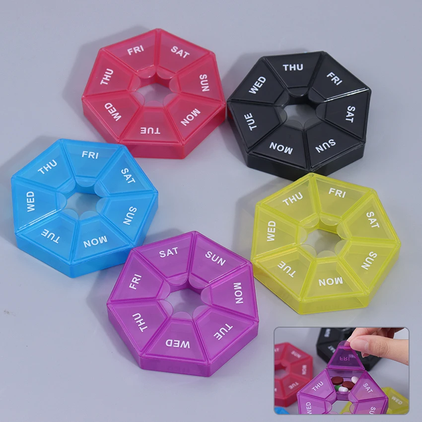

1PC 7 Grids Plastic Pill Case Candy Box Portable Storage Travel Organizer Pill Dispenser Container One Week Box
