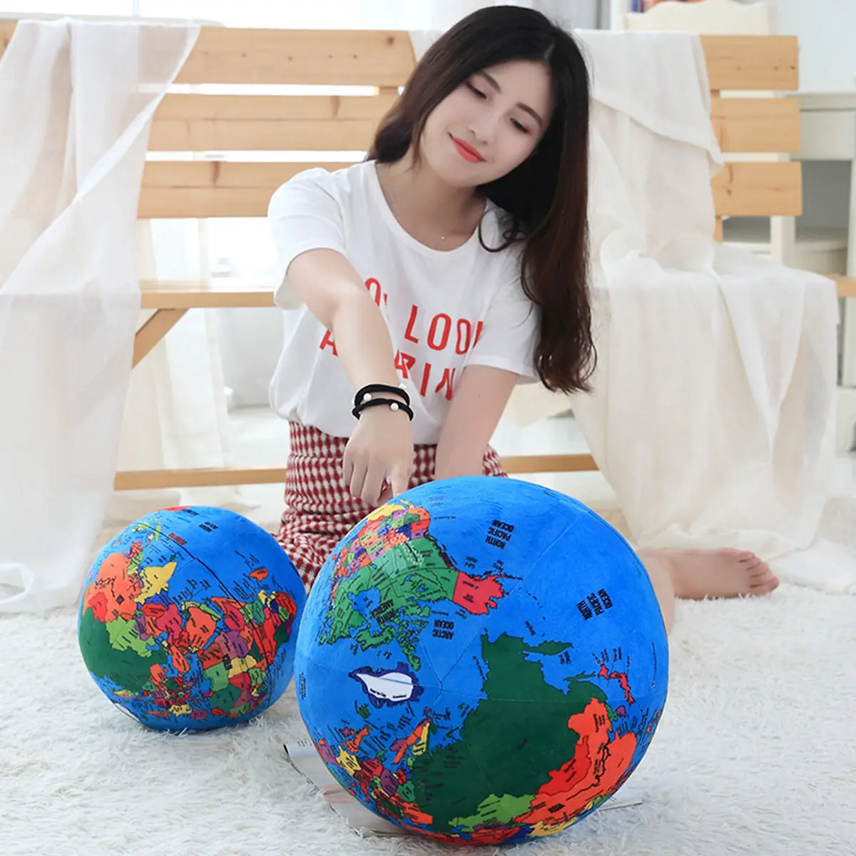 Имитация глобуса земли Карта мира плюшевая игрушка подушка Детская кукла