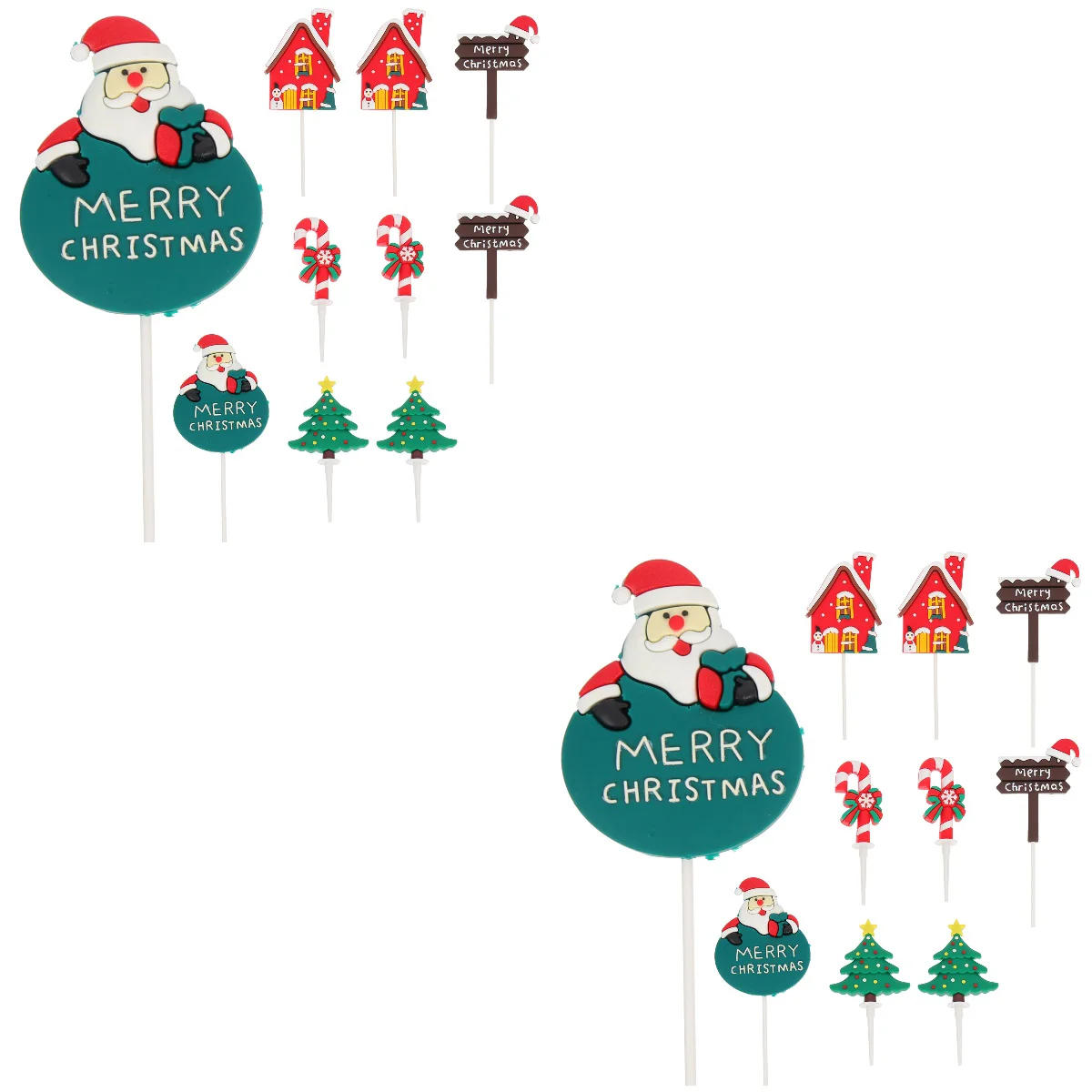 

20 Christmas Theme Cake Picks Xmas Cartoon Cupcake Toppers Cupcake