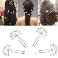 1pcs wedding bridal flower faux pearl crystal hair pins clips bridesmaid wedding u shape hairpins princess match hair comb clip