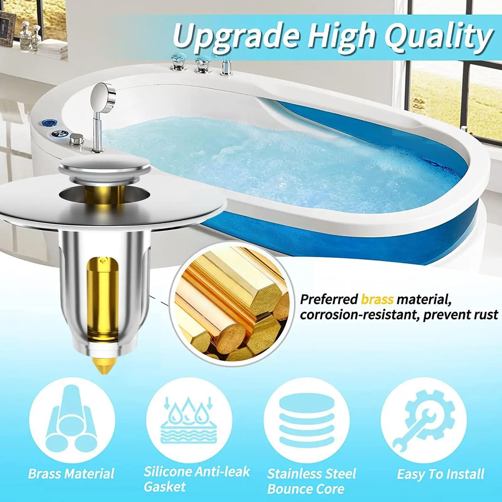 

Steel Basin Up Bounce Core Basin Drain Filter Hair Catcher Stopper Strainer Sink Stopper Sink Bathtub P7L3