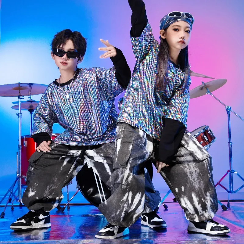 Новогодний костюм с блестками одежда в стиле хип-хоп детские костюмы для