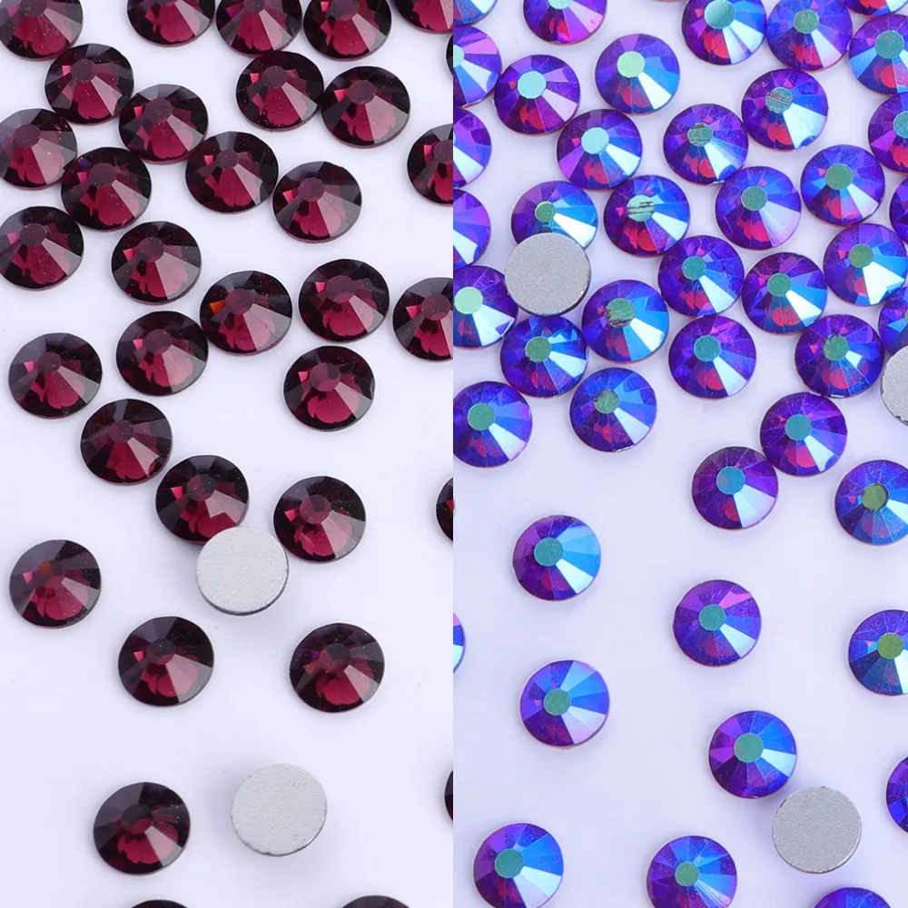

SS3-SS34 Amethyst Glitter Crystal Non Hotfix Rhinestones Flatback Shiny Glass Strass DIY Nail Accessories for uñas Nail Charms