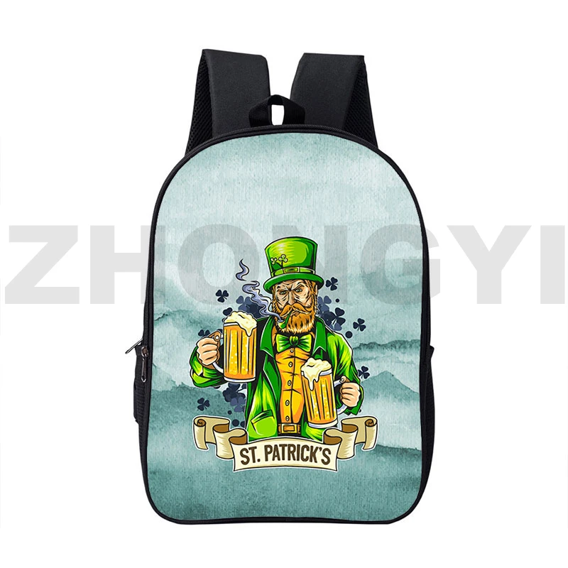 

3D Anime Irish Clover Bag St. Patrick's Day Backpacks Travel 16 Inch Children Back Pack Daily Pack School Bags for Teenage Girls