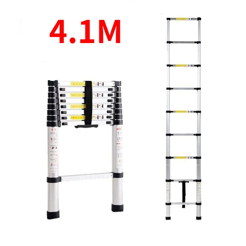 New 4.1m Stable Foldable Telescopic Aluminum Ladder Multipurpose Industrial Herringbone Telescopic Straight Ladder Steps