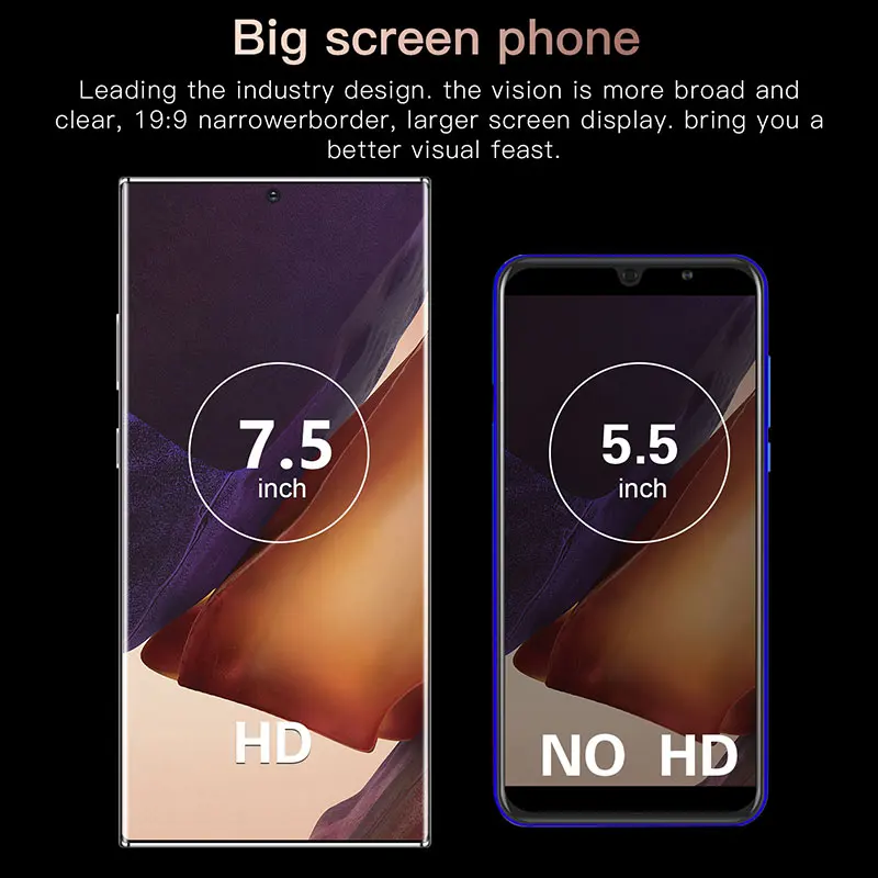 global version note 20u smartphone 7 5inch 8gb256gb android 10 100 original mobile phone 4g5g free global shipping
