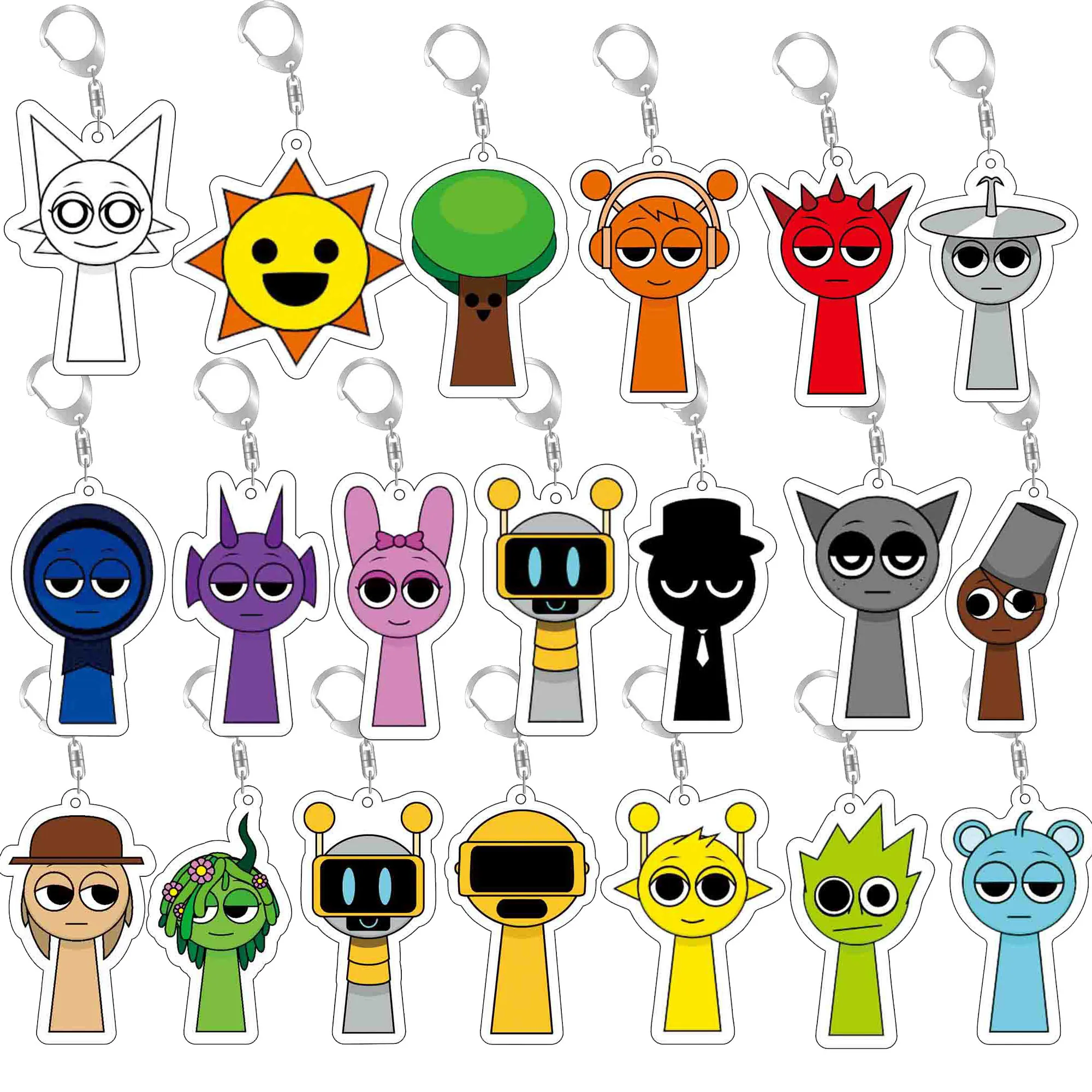 Акриловый брелок Sprunki модный для ключей сумка подвески подарок девочки Oren Raddy Grey