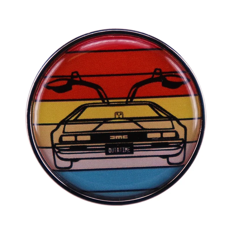 

Back to the Future. - Time Machine Creative Enamel Pin Wrap Clothing Lapel Brooch Exquisite Badge Fashion Jewelry Friend Gifts