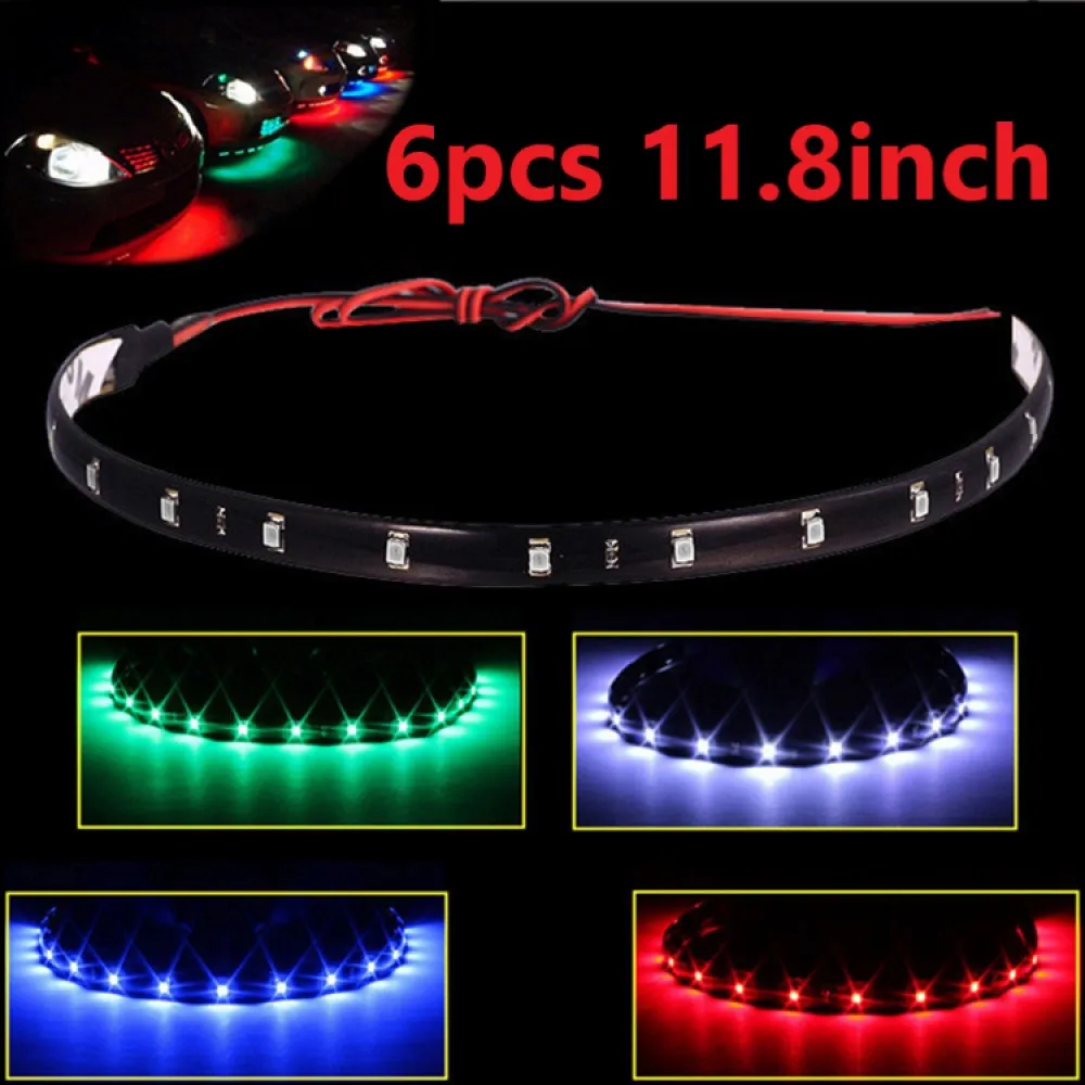 

6pcs 30cm/11.8inch LED Strip Light Flexible 18 SMD LED Under Tube Underglow Underbody Car Motorcycle Boat Atmosphere Decorative