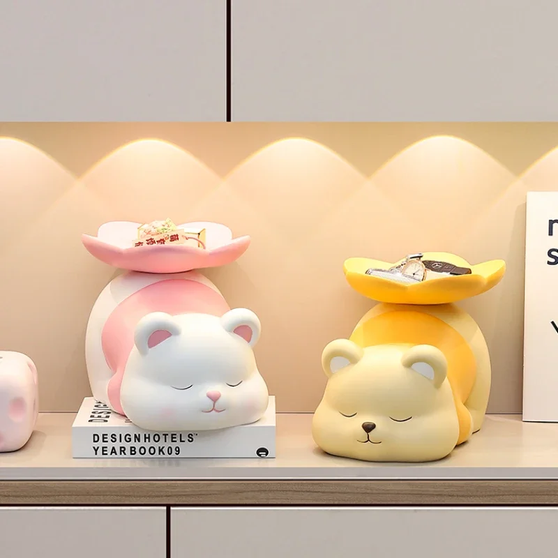 

Cartoon Bear and Cat Resin Statue Crafts, Key Candy, Watch Storage Tray,Living Room,Porch,Bedroom,Desktop Decoration Accessories
