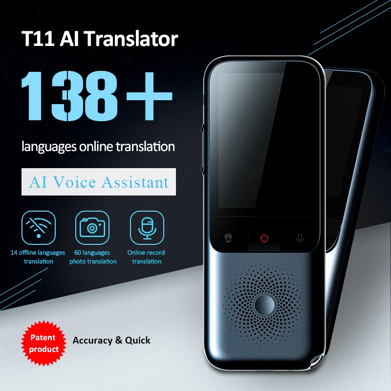 138 Talen T11 Draagbare Smart Voice Vertaler Real-Time Multi-Taal Toespraak Interactieve Offline Vertaler Business Travel