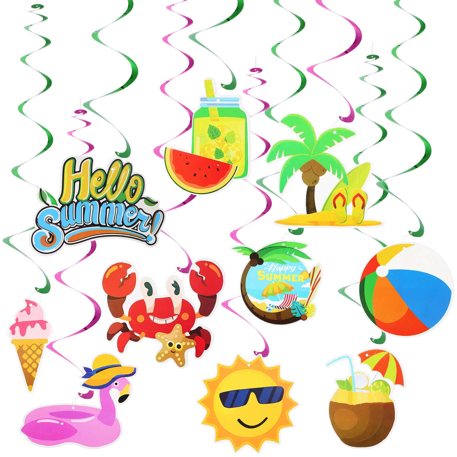

10Pcs Summer Party Decorations Summer Beach Pool Hanging Swirls Streamers for Summer Vacation