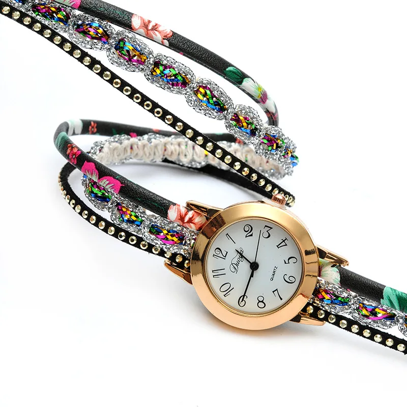 

Часы женские кварцевые с цветами, повседневные люксовые ювелирные украшения с браслетом