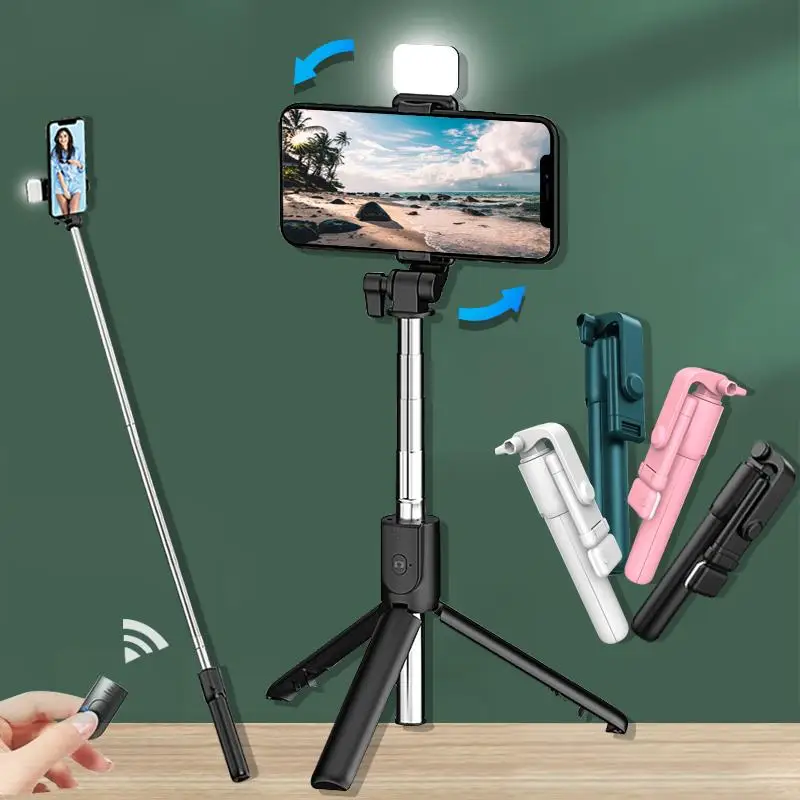 

Selfie Stick Wireless Bluetooth Compatible Foldable Portable Tripod For With Fill Light Shutter Remote Control For IOS Android