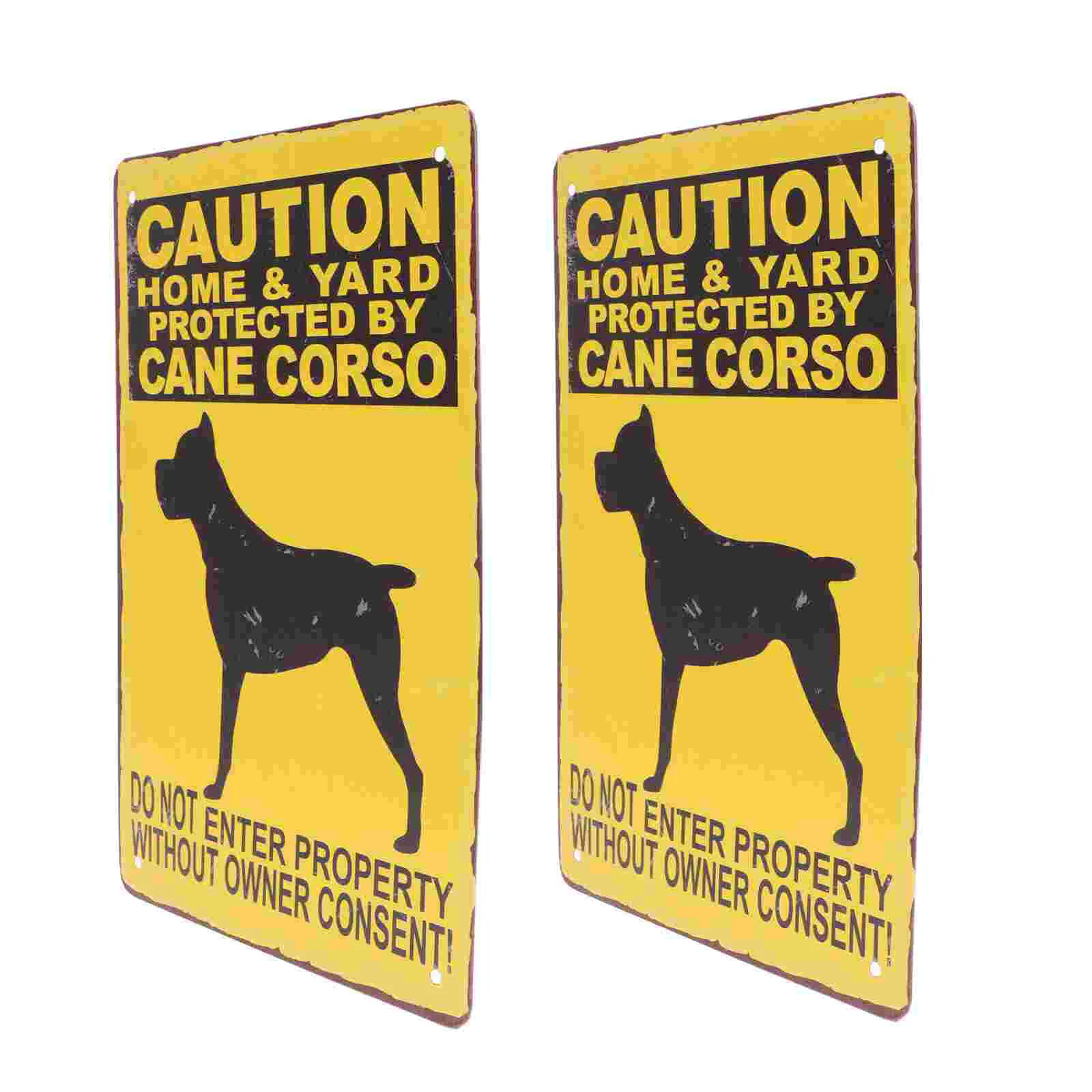 

Sign Dog Warning Signs Bewaremetaliron Yard Fence Painting Garden Dogs Caution Picture Guard Vintageoutdoor Property Bitedanger