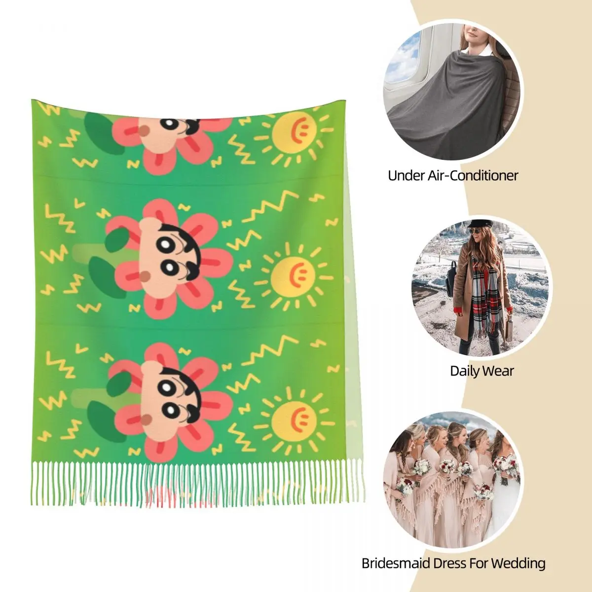 Шарф Chocobi с карандашом Шин-чан женские забавные мультяшные головные платки