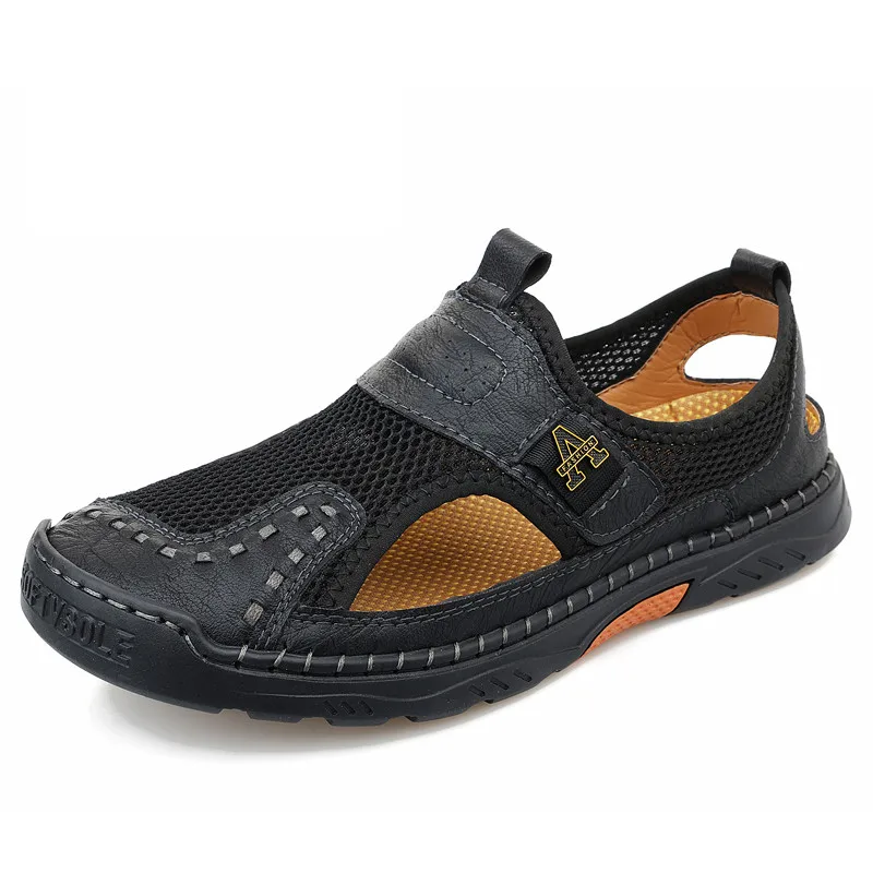 

Brand Summer Men Breathable Mesh Sandals Handmade Outdoor Shoes Men Sandals Casual Male Soft Walking Beach Sandals Men's Shoes