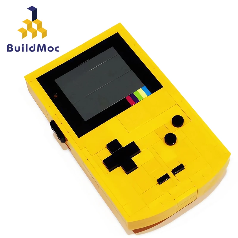 

Встроенная мини-желтая игровая консоль BuildMoc в стиле ретро, развлекательные кубики, идеи для игрушек для детей, подарок на день рождения
