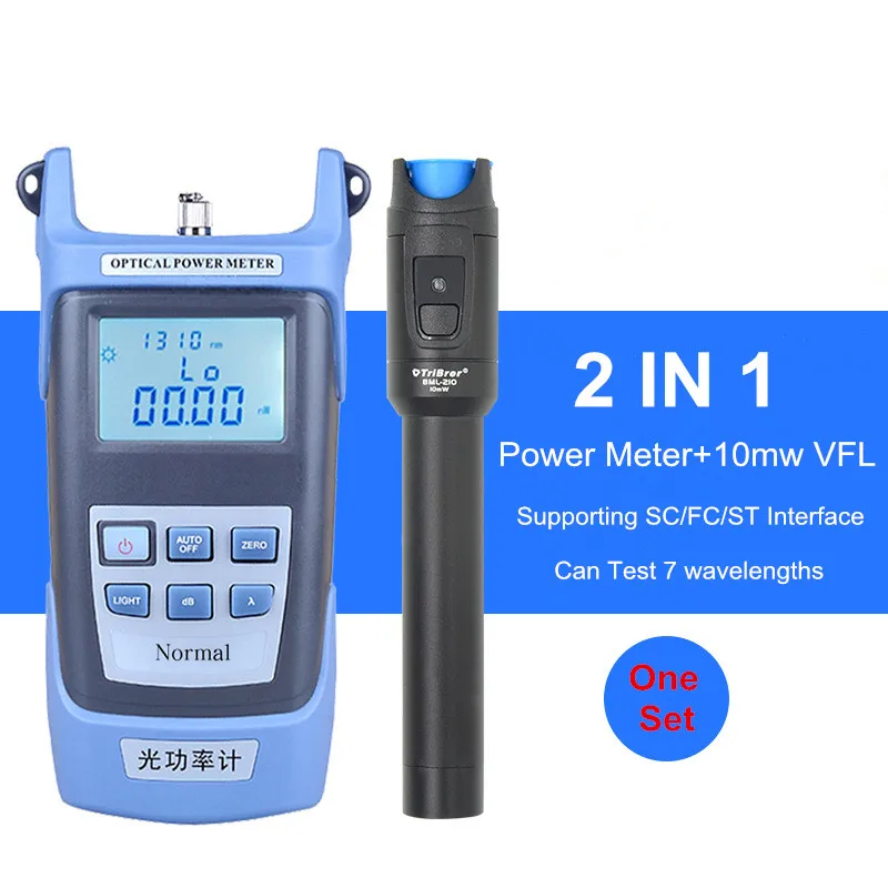 

2 in 1 FTTH 850~1625nm Optical Power Meter with TriBrer 10mw VFL Optic Test Pen 10KM Visual Fault Locator