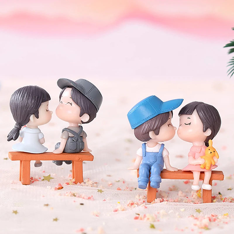 

Миловидные влюбленные, брикет сада гном, мох микро ландшафт суккулентные растения, полимерные поделки, украшение для дома