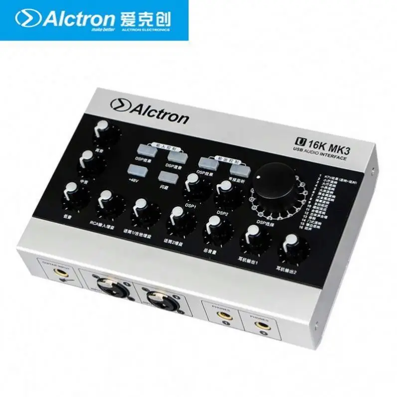 

Alctron U16K MK3 USB Audio Interface Live Streaming Portable External Sound Card For Studio Recording