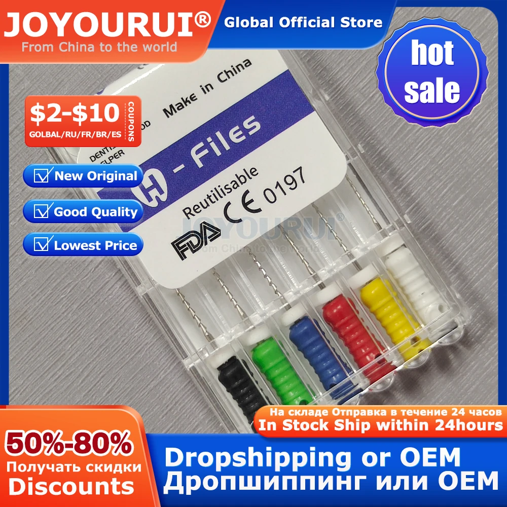 

6pcs/pack H Files Stainless Steel/Root Canal Instruments Dental File And Reamers / Endodontic File Manual Endo Treatment Tools