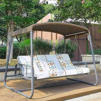 Wicker canopy rattan top Outdoor Patio Daybed Canopy Gazebo Swing hammock with Led light swing gazebo durable