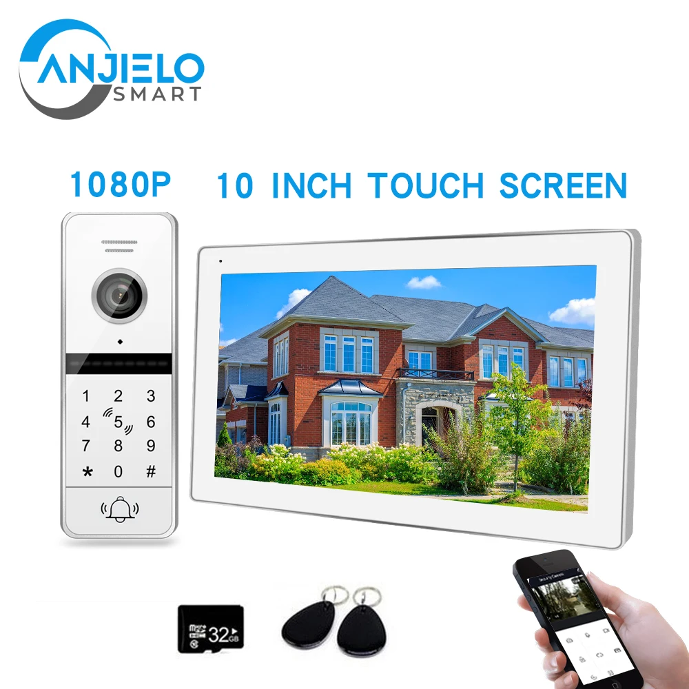 

10 Inch Indoor Videophone Screen with 1 x 1080P Wired Video Doorbell Camera WiFi Tuya Smart Video Intercom Kit for Home Unlock