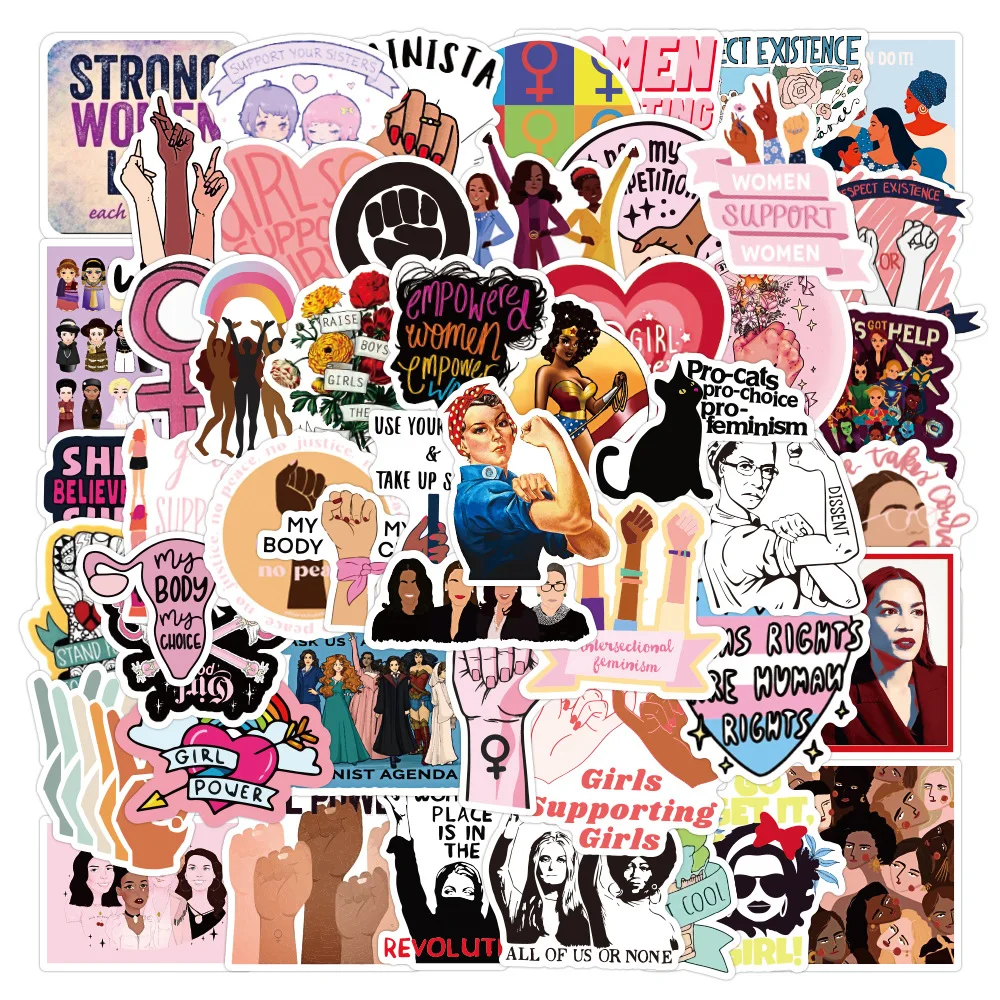 

50PCS New Feminist Graffiti Stickers Trolley Case Notebook Scooter Water Cup Decoration Scrapbooking Kawaii Stationery Stickers