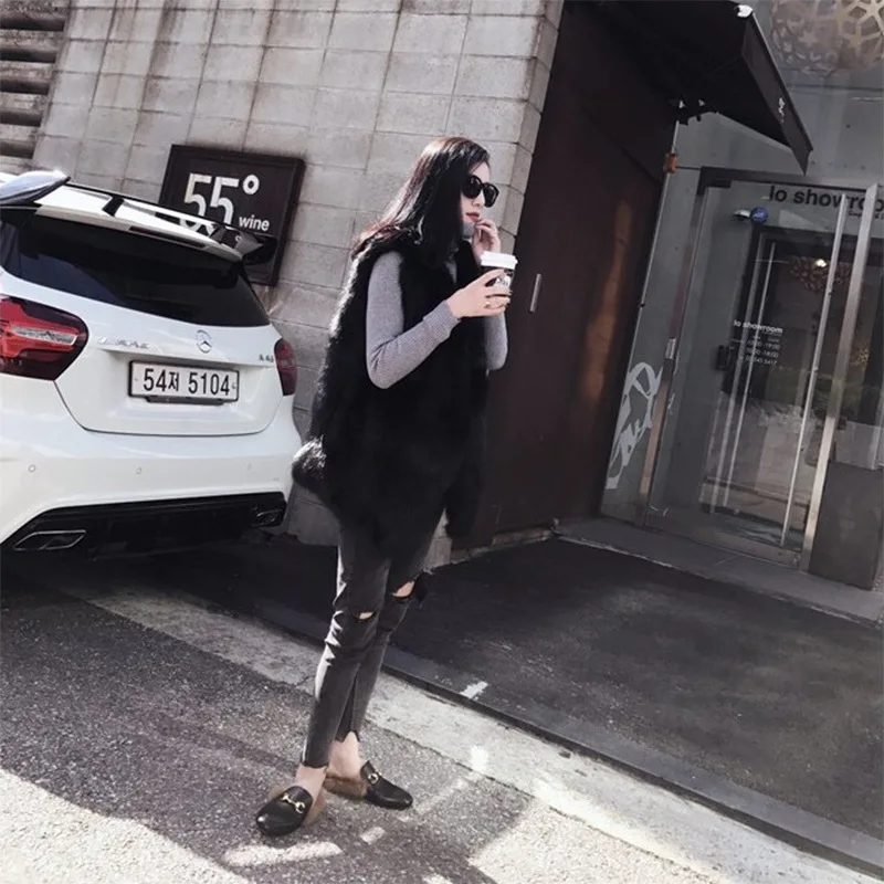 autumn/Winter Fur Vest Midi Women's fur Vest Young Fashion Womenswear Luxury Coats Veste Femme Jackets Faux Fur Coat for Women