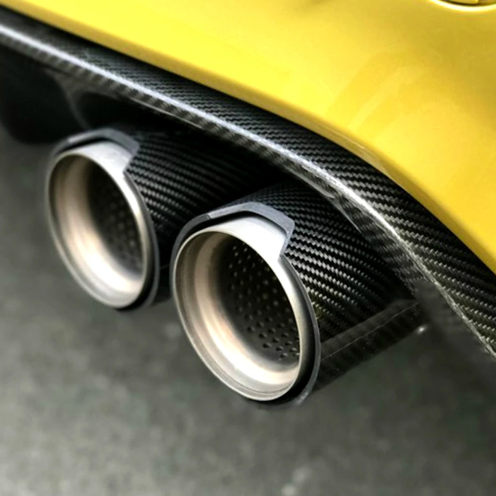 1Pair Carbon Fiber Exhaust End Pipe Muffler Tip for BMW M2 F87 M3 F80 M4 F82 F83 M5 F10 M6 F12 F13 X5M X6M images - 6