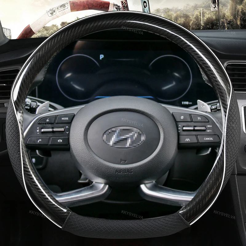 

Автомобильные аксессуары из углеродного волокна и кожи D-образной искусственной кожи для Hyundai Creta II 2021 2022