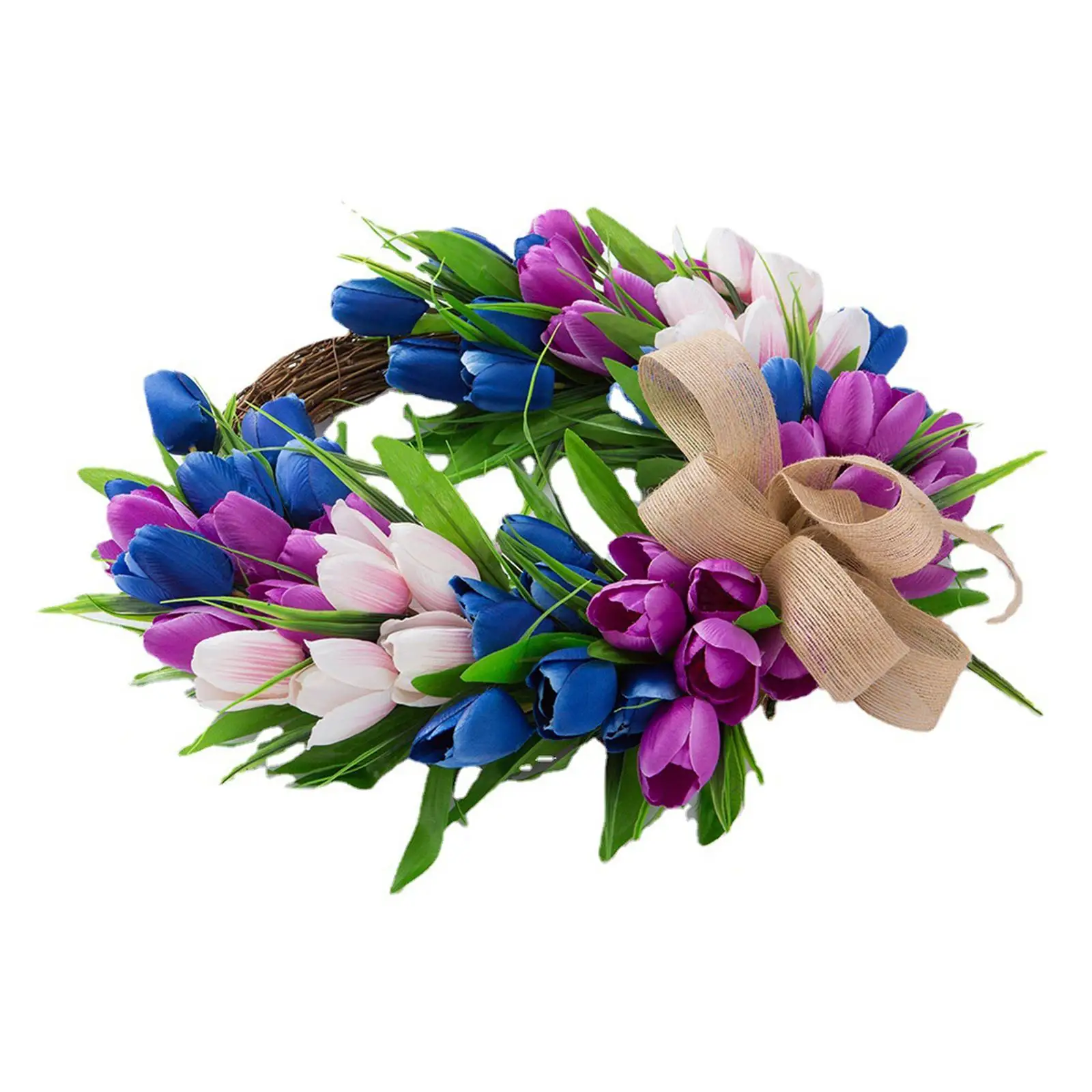 

18inch Tulip Wreath Front Door Garland Party Spring Summer Garden Decoration