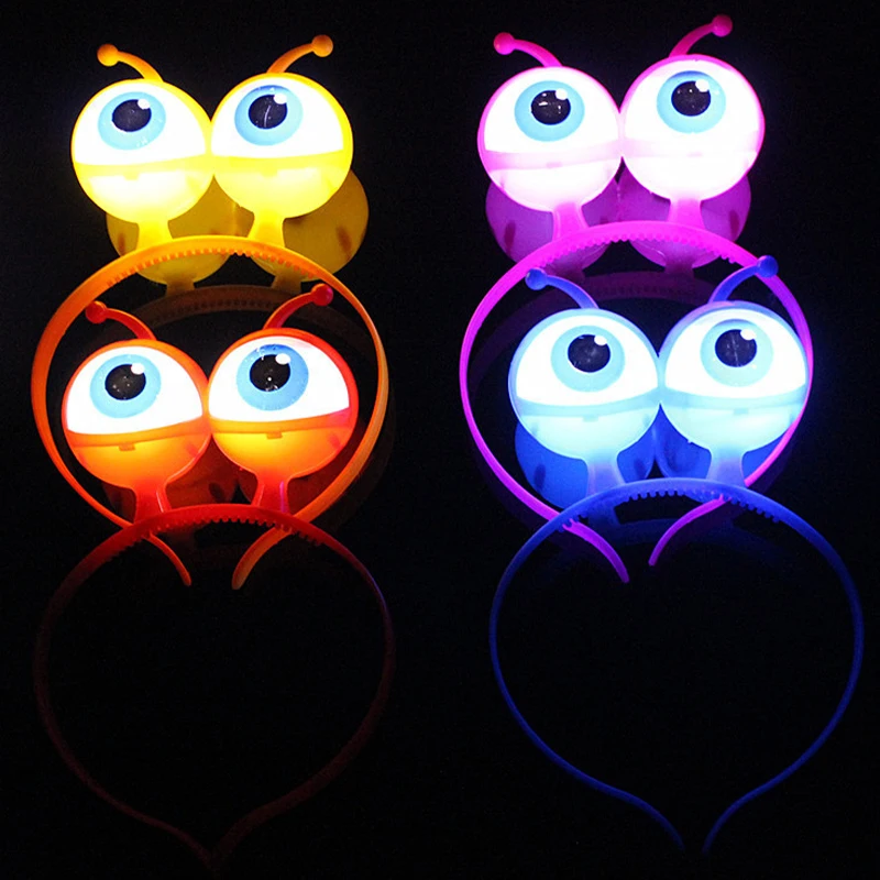 

Креативная светящаяся повязка на голову с маленькими монстрами глазами, забавная светящаяся повязка на голову с инопланетянином, счастливый светящийся ободок, украшение