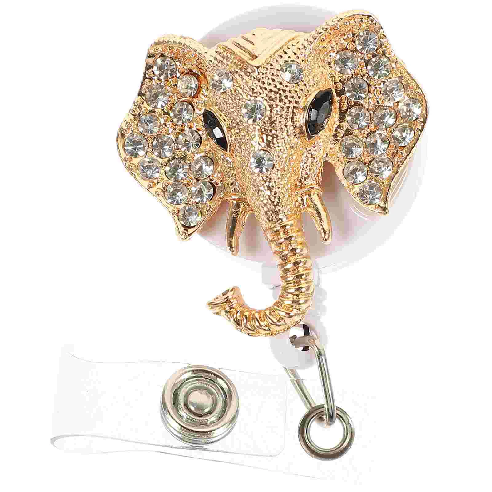 

ID Buckle Elephant Badge Clips Crystal Pendants Name Tag Nurse Holders Telescopic Reels Replace Identification card