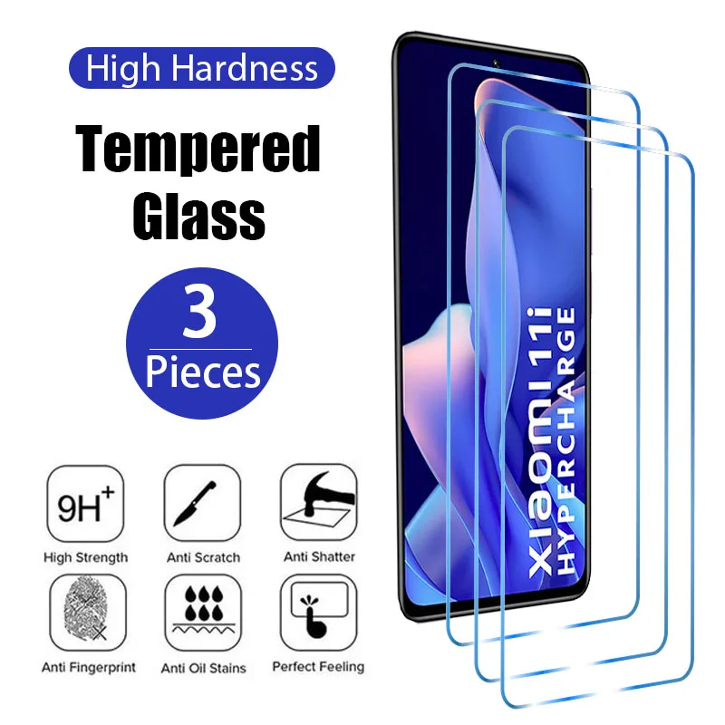 

3PCS Tempered Glass for Xiaomi Mi 11 10 10T Lite 11T 9T Pro A3 Protective Glass for Poco F3 F2 M3 X3 NFC X4 GT 5G C31 Glass