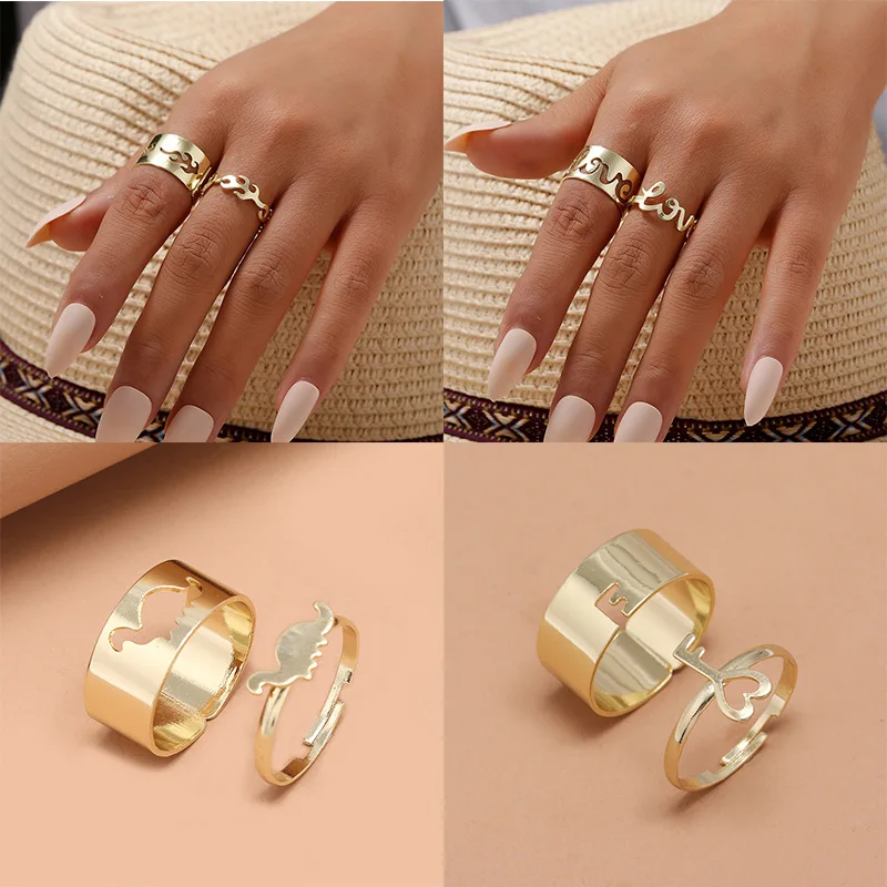 

New ring Korean geometric fashion opening ring simple temperament general ring does not fade niche trend jewelry