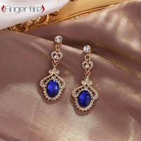 fashion exquisite long blue earrings bridal wedding banquet luxury jewelry