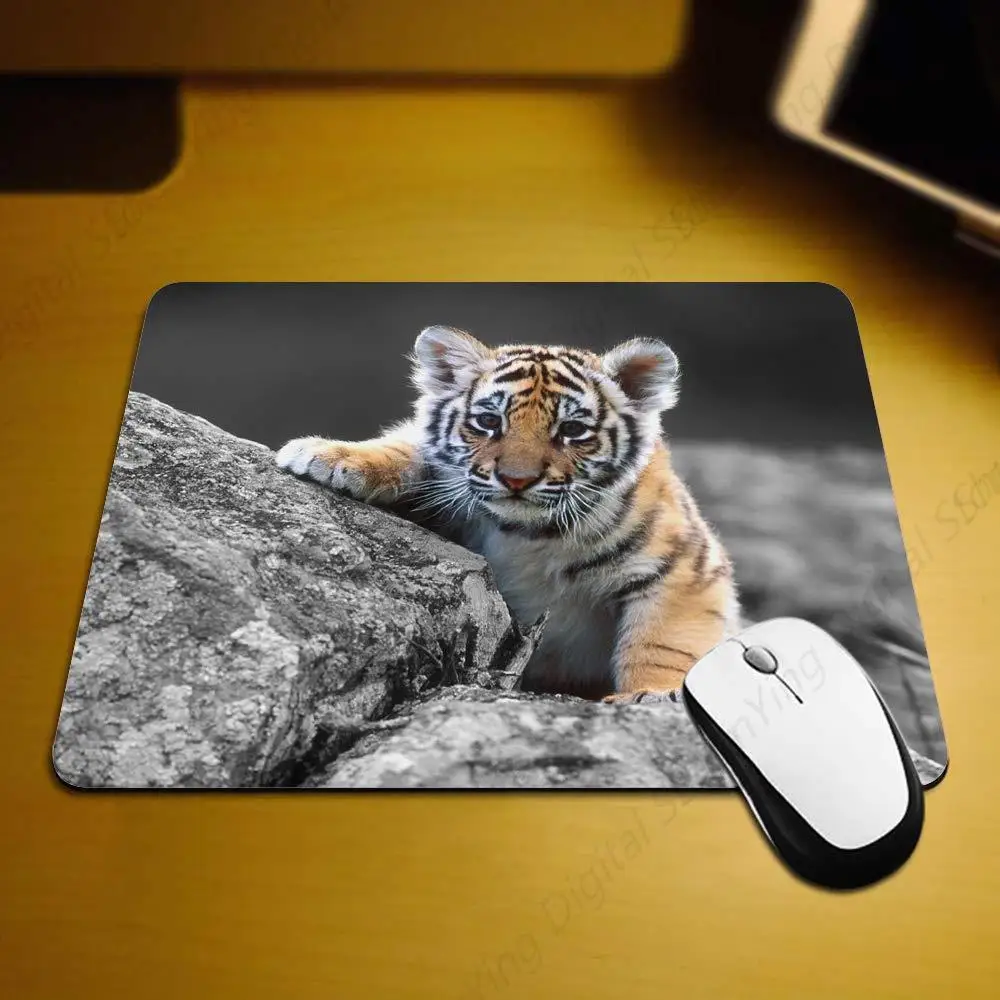 Противоскользящий резиновый коврик для мыши с милым тигром подходит компьютеров