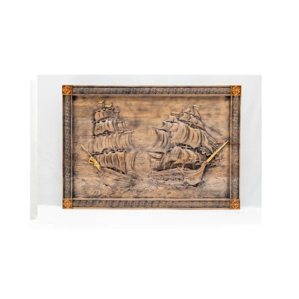 

Large 3D Old Sailing Ship Wood Carving Ship Wall Art Marine Wooden Frame Home Decor