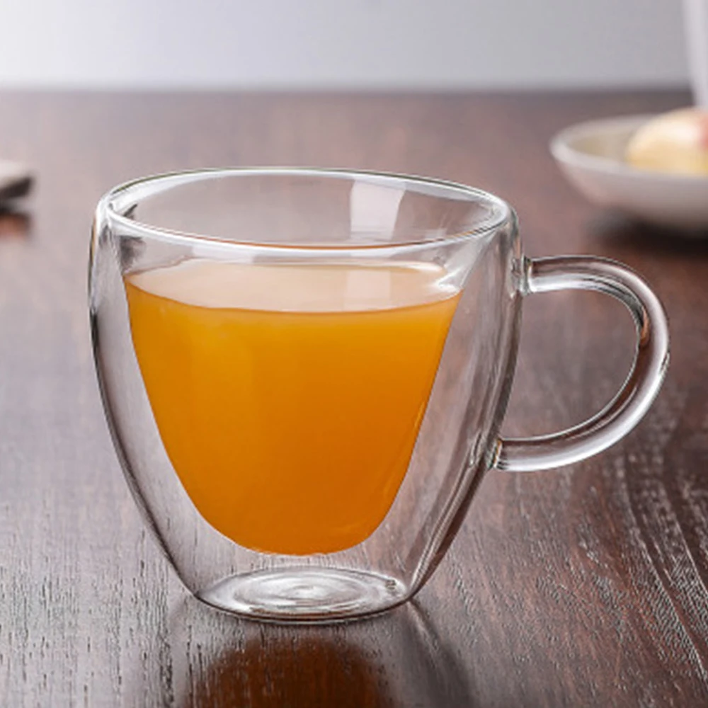 

Drinkware Handmade Beer Mug Tea Glass Explosion-proof Wear-resistant Heart-shaped Coffee Mug Creative Easy Cleaning Glass Cups