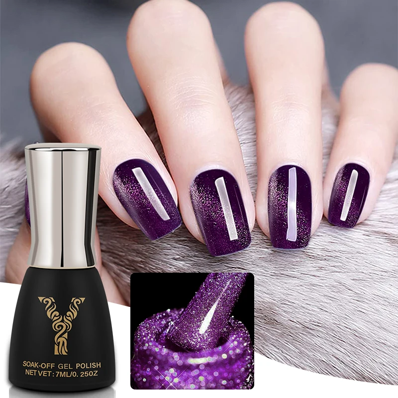 

YOKE FELLOW Cat Eye Gel Nail Polish 7ml UV LED Highly Shiny Magnetic Popular Colors Polish Nail Art Paints Glass Bottle Design