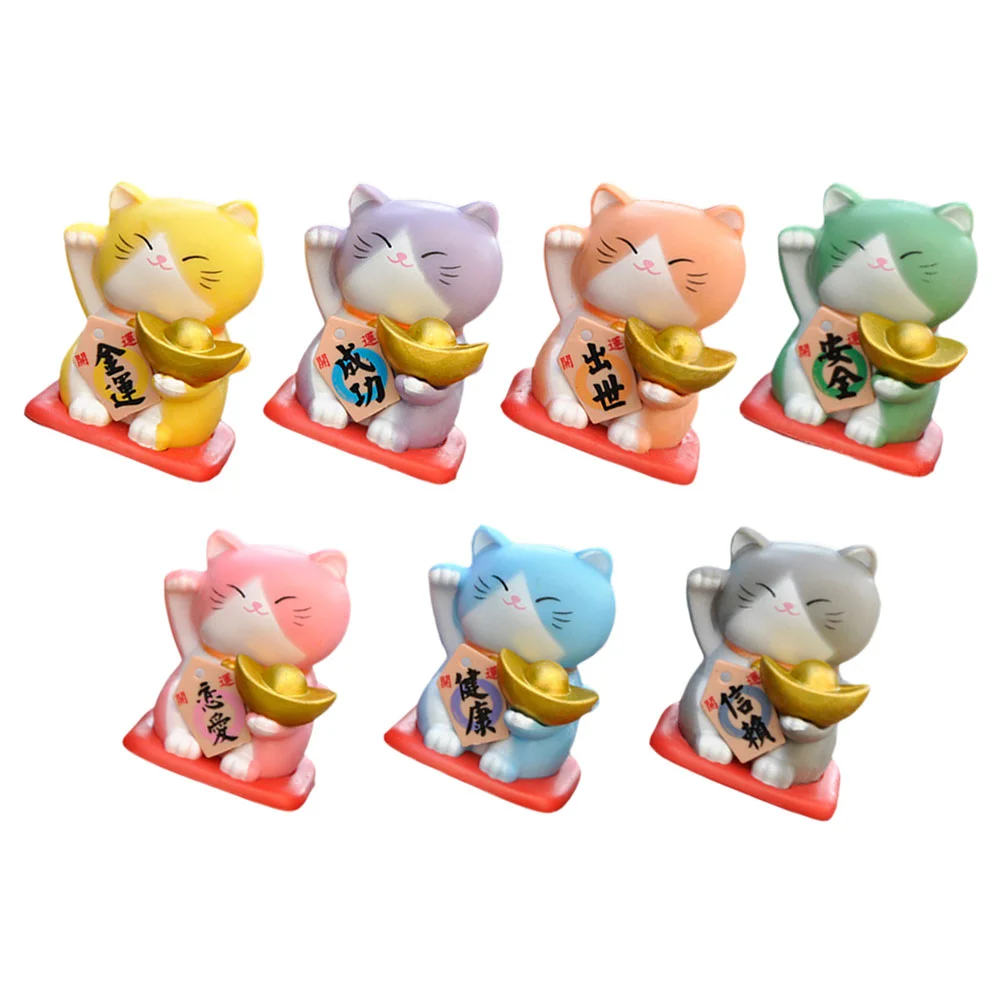 7 шт. миниатюрные фигурки кошек на удачу офисные украшения котят уличное