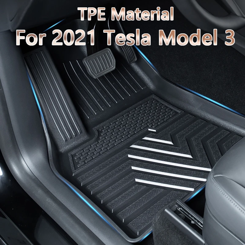 For 2021 Tesla Model 3 Car Waterproof non-slip Floor Mat TPE Modified Accessories Fully Surrounded Special Foot Pad 3Pcs/Set | Автомобили