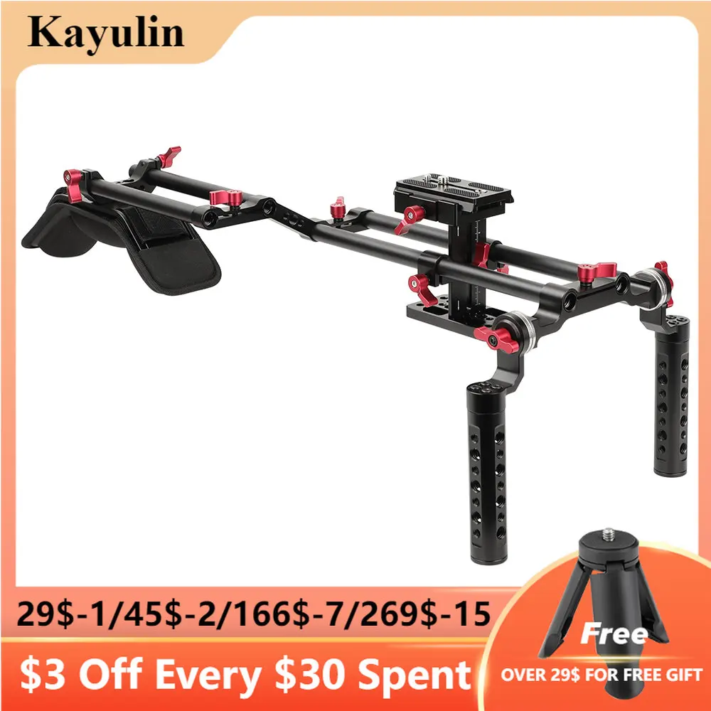 

Kayulin DSLR Shoulder Mount Rig Dual Arri Rosette Cheese Handgrip Support Kit Sponge Shoulder Pad For Canon Nikon Sony Camcorder