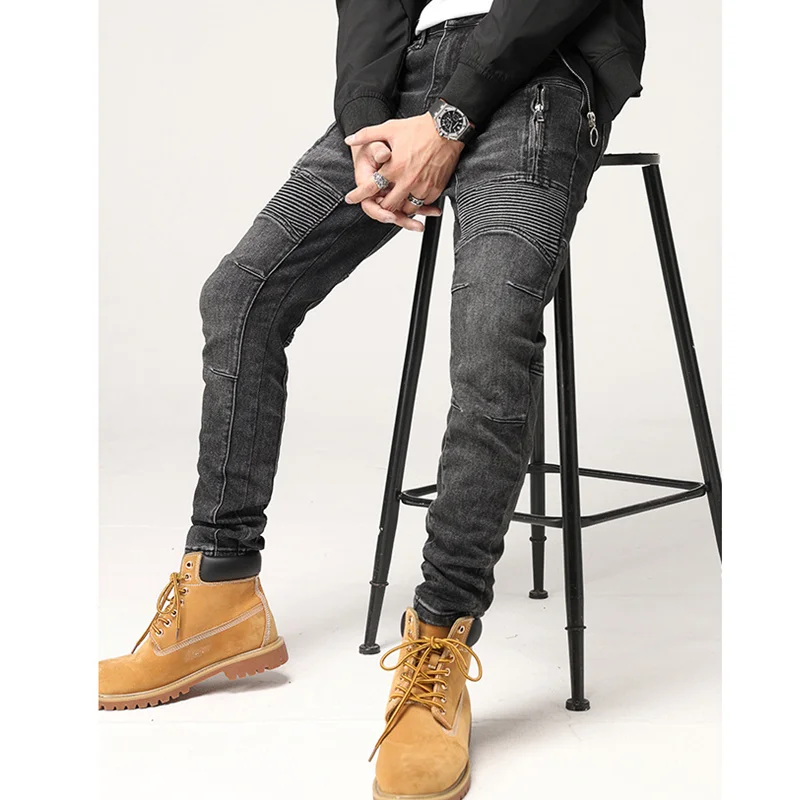 Streetwear Men 2022 Fashion  New Pattern Recreational Black Pants Elastic Force Self-cultivation Comfortable Jeans Autumn Female